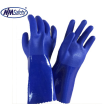 NMSAFETY anti water PVC working gloves jersey liner 35cm double dip and sandy finish